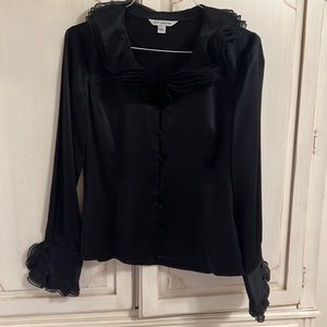 St. John black silk blouse size 6